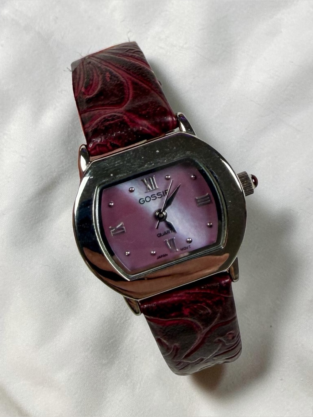 Y2K Gossip Burgundy Wrist Watch